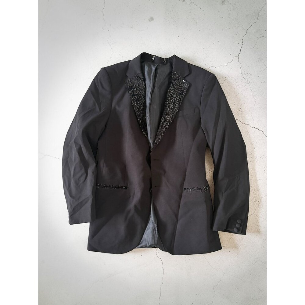 BOOHOO Man Black Sequin Trim Suit Blazer Size 42